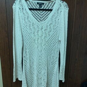 Crochet long Sweater/short mini Dress by Style & Co size L
